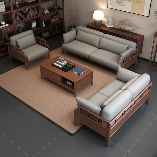 Прямой диван Wood темный орех, ткань, 220*92*78 см