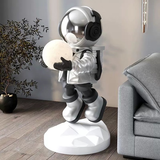 Торшер космонавт в шлеме, белый, 40*80 см, LED, 3 переключения света