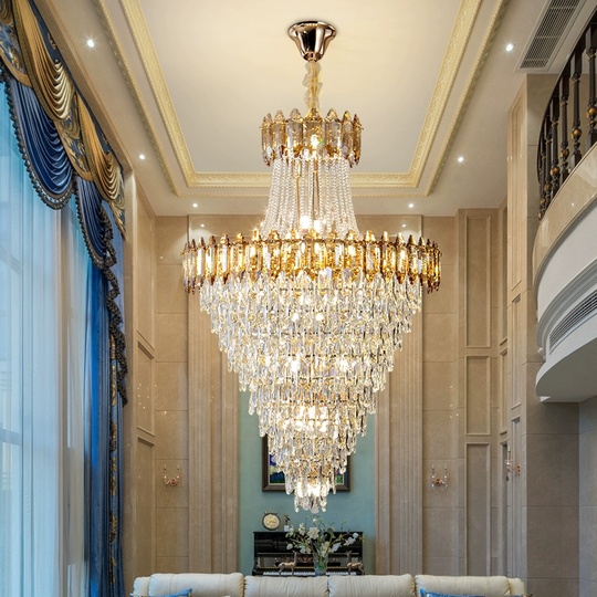 Люстра подвесная, золото, кристалл, WOLF 60*100 металл, E14.