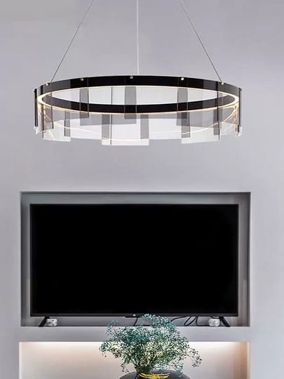 Люстра подвесная, черный, ПММА, MANUEL 60*20 металл, LED.
