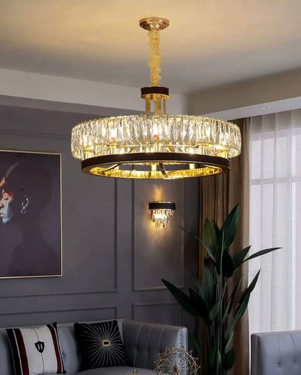 Люстра подвесная BILGEHAN 50*35 золото, кристалл, металл, LED.