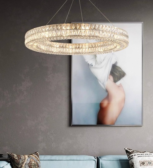 Люстра золотая Evlorm, металл, кристалл, 100*12 см, подвесная, Е14