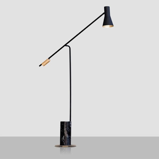 Торшер черный, золото, 80*140 см, LED, Е27, мрамор, 10 Вт