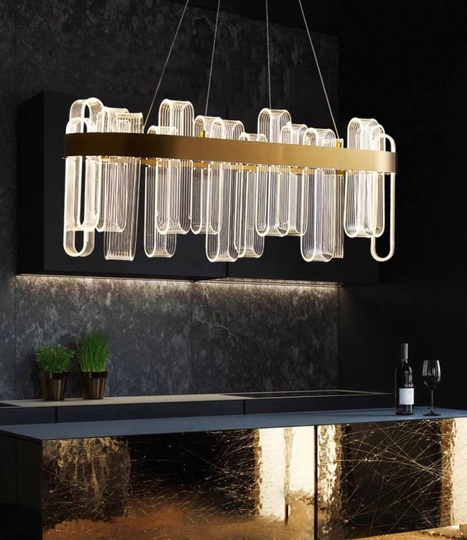Светильник подвесной медный Exivra, металл, трос 120 см, 80*30 см, LED