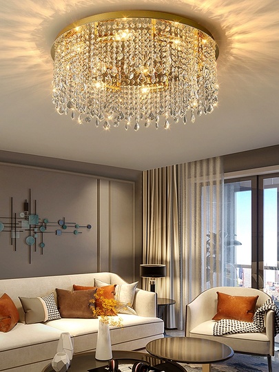 Люстра подвесная, золотой, кристалл, SPARKLING 30*17, металл, E14.