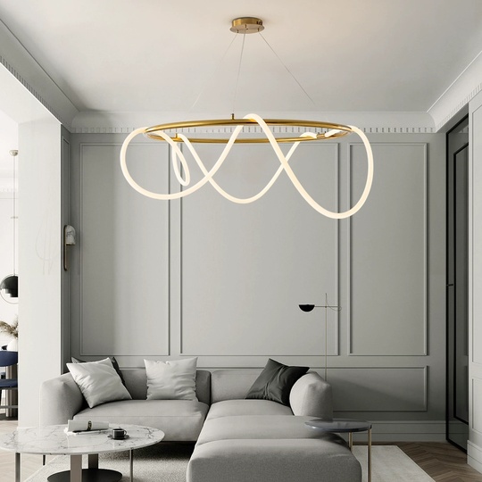 Светильник подвесной бронзовый Eclipsera, металл, трос 120 см, 60*30 см, LED
