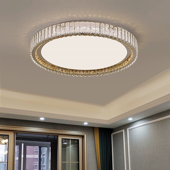 Потолочный светильник, хром, кристалл, GRACE 80*13 металл, LED.