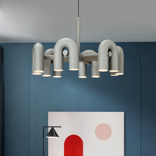 Светильник подвесной серый Elisto, металл, трос 150 см, 60*38 см, LED