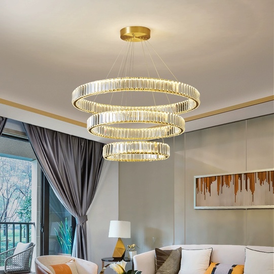 Люстра подвесная CALISKAN 100*150 золотой, хрусталь, металл, LED.