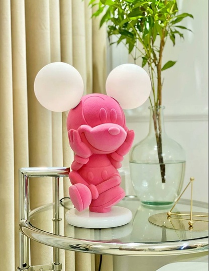 Настольная лампа, MICKEY 27*35, смола, стекло, розовый