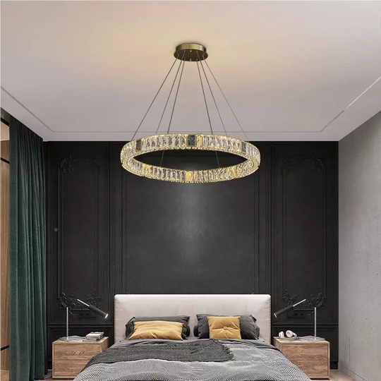 Люстра подвесная CEREN 100*150 золотой, хрусталь, металл, LED.