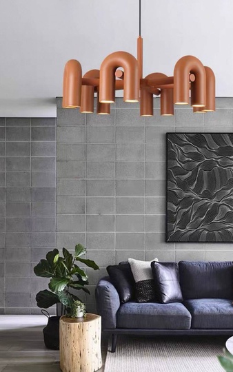 Светильник подвесной красный Elyquor, металл, трос 150 см, 60*38 см, LED