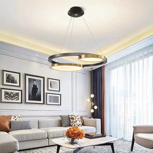 Люстра подвесная, черный, ПММА, BAHA 96*70, металл, LED