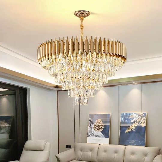 Люстра подвесная, золотой, стекло, ELEGANCE 95*52, металл, E14.