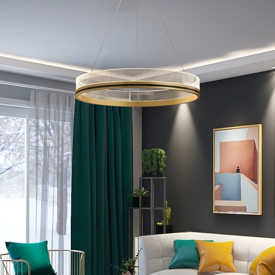 Люстра подвесная, золото, ПММА, MYLES GOLD 40*7, металл, LED