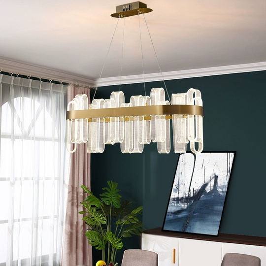 Светильник подвесной медный Exivra, металл, трос 120 см, 80*30 см, LED