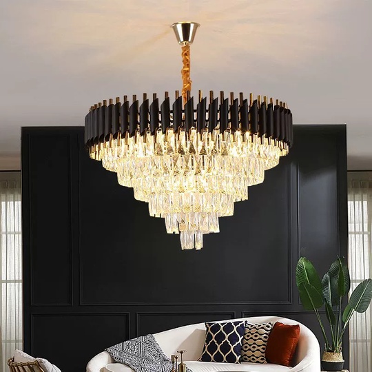 Люстра подвесная, черный, стекло, OPULENCE 55*38, металл, E14.
