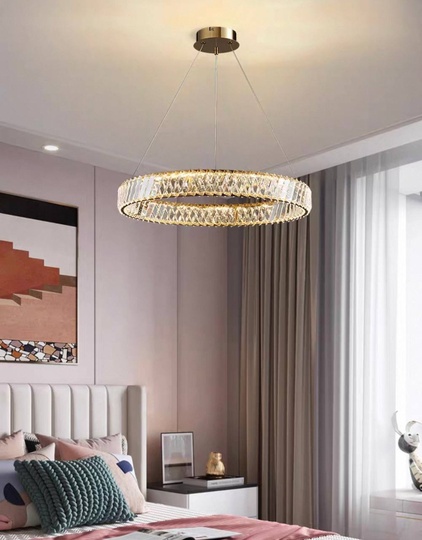 Люстра подвесная, медь, хрусталь, MASON 50*8 металл, LED