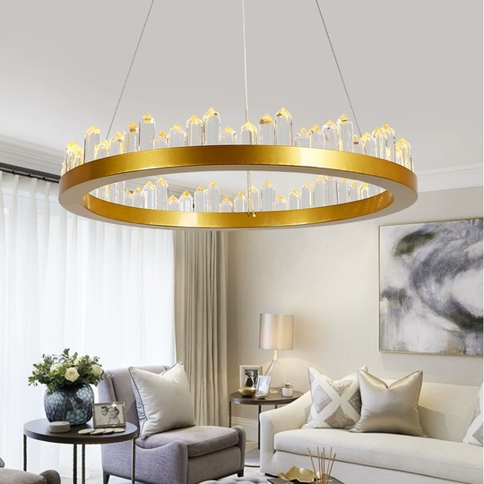 Люстра подвесная, золото, кристалл, LOUIS 80*11 металл, LED.
