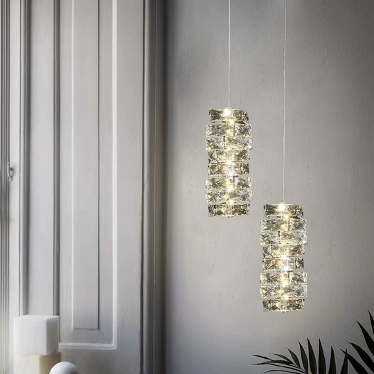 Люстра подвесная, хром, хрусталь, DAISY 12*12 металл, LED.