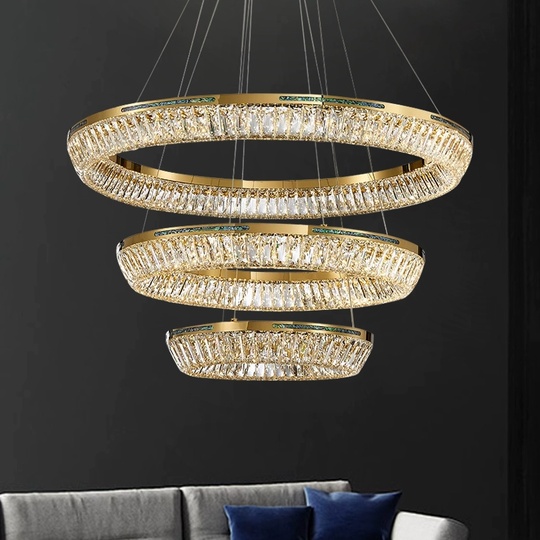Люстра подвесная CANAN 40*180 золотой, хрусталь, металл, LED.