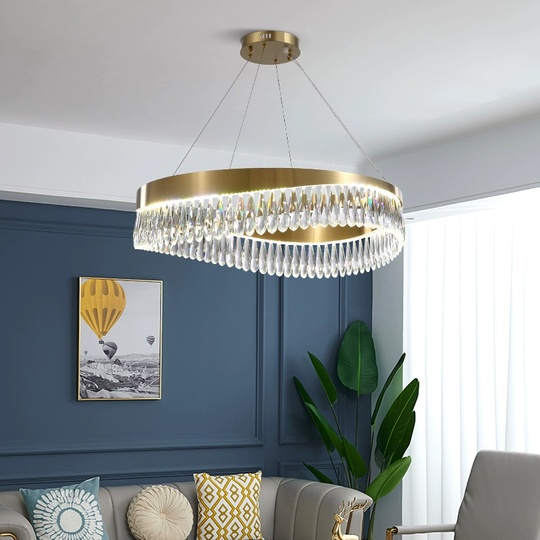Люстра подвесная, медь, кристалл, GUNHAN 80*25, металл, LED.