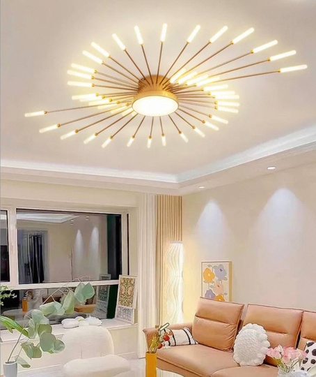 Люстра золотая Alventra, металл, 128*9 см, светодиодная, LED