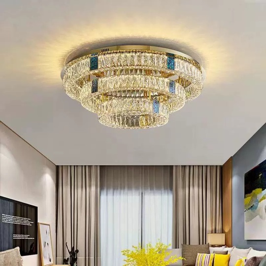 Люстра подвесная CEYHAN 60*35 золотой, хрусталь, металл, LED.