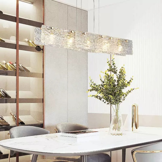 Люстра медная Aleron, металл, стекло с водяным узором, 100*15 см, G9