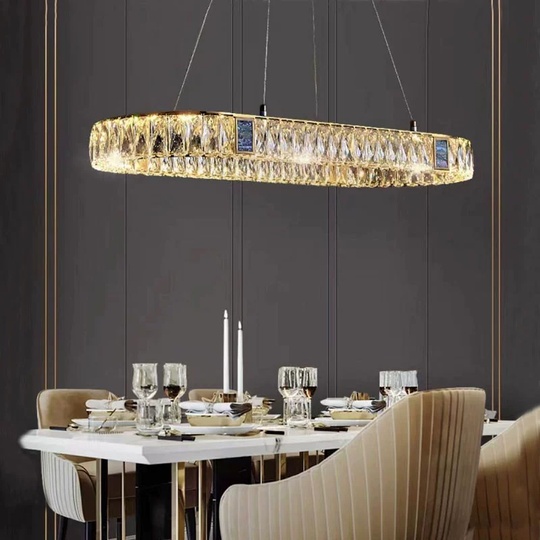 Люстра подвесная CEVHER 120*150 золотой, хрусталь, металл, LED.