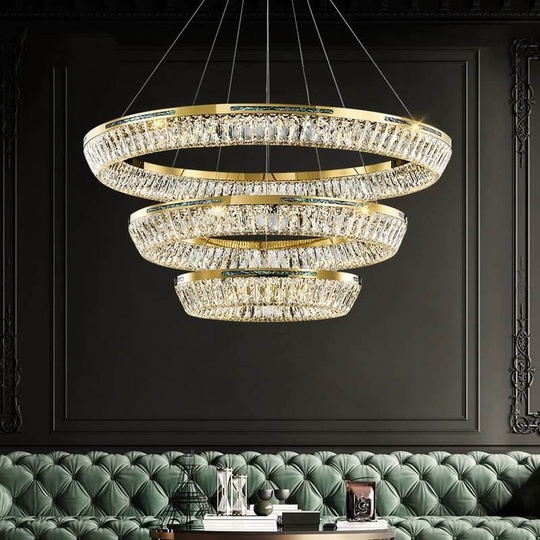 Люстра подвесная CANAN 90*180 золотой, хрусталь, металл, LED.