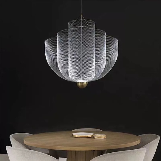 Люстра подвесная, серебро, металл-сетка, GWEN 80*95, металл, LED.