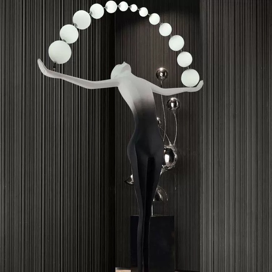 Торшер черно-белый Artist 93*50*160 см, LED, E27, смола, стекловолокно, 8 Вт