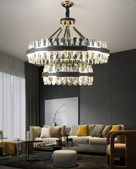 Люстра подвесная BIHTER 80*65 золото, кристалл, металл, LED.