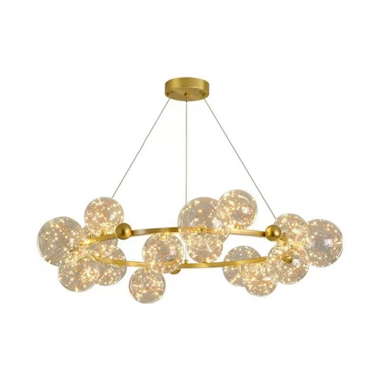 Люстра подвесная, золото, стекло, CHAT GOLD 100*32, металл, LED