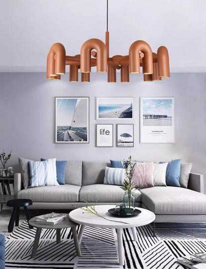 Светильник подвесной красный Elyquor, металл, трос 150 см, 60*38 см, LED