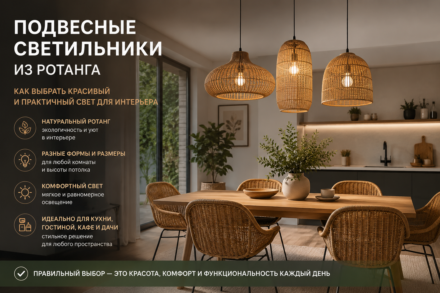 Подвесные светильники из ротанга: как выбрать красивый и практичный свет для интерьера