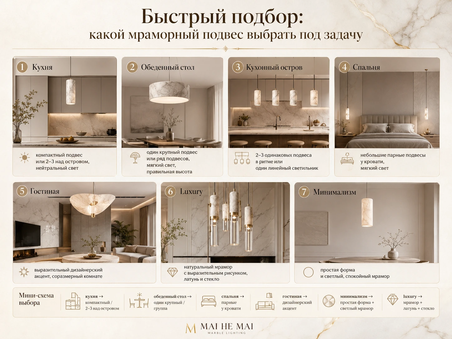 Как выбрать подвесной светильник из мрамора: кухня, спальня, гостиная и столовая зона