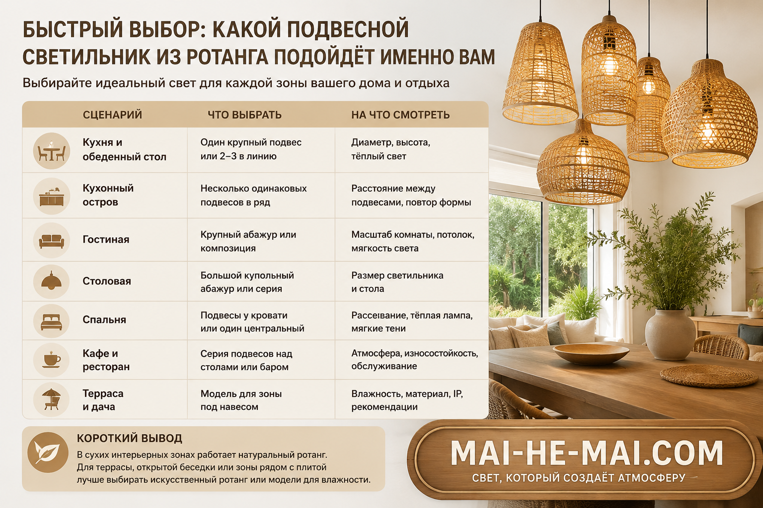 Подвесные светильники из ротанга: как выбрать красивый и практичный свет для интерьера
