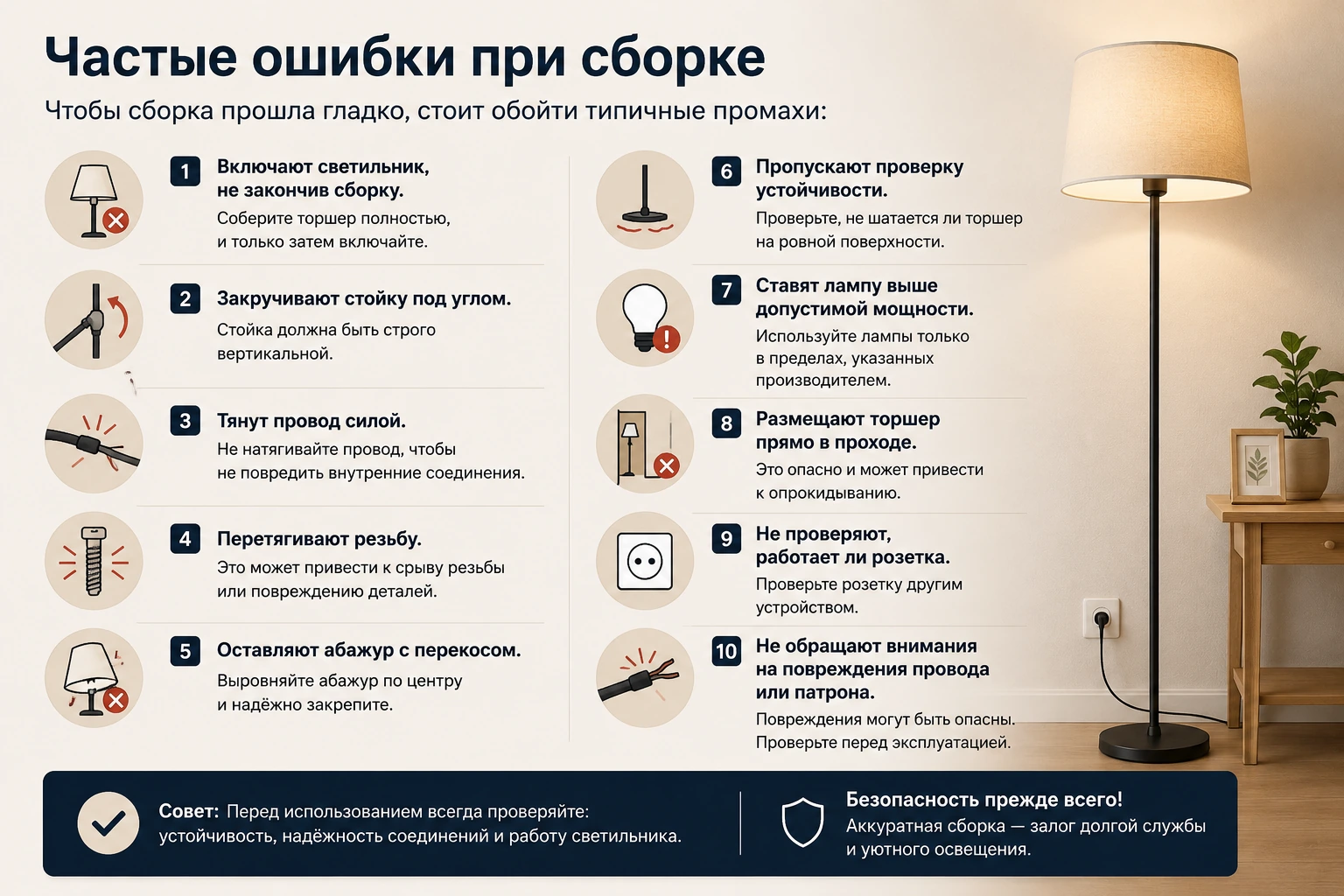 Как собрать торшер ИКЕА: пошаговая инструкция, ошибки и проверка деталей