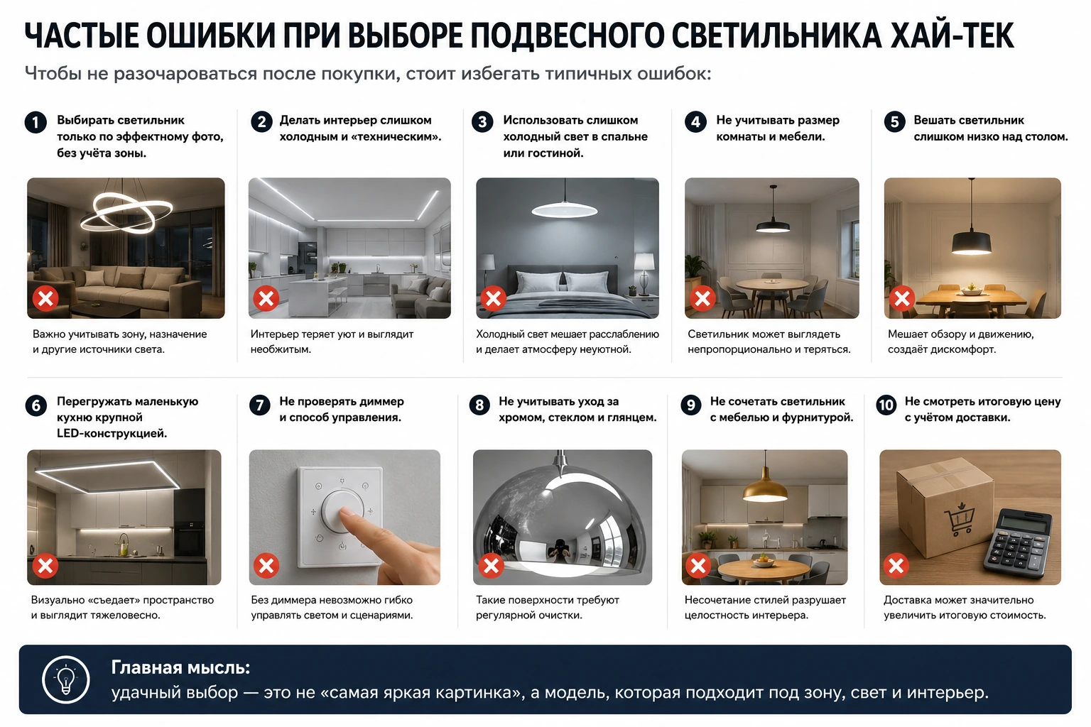 Как выбрать подвесной светильник хай-тек: кухня, гостиная, спальня и современный интерьер
