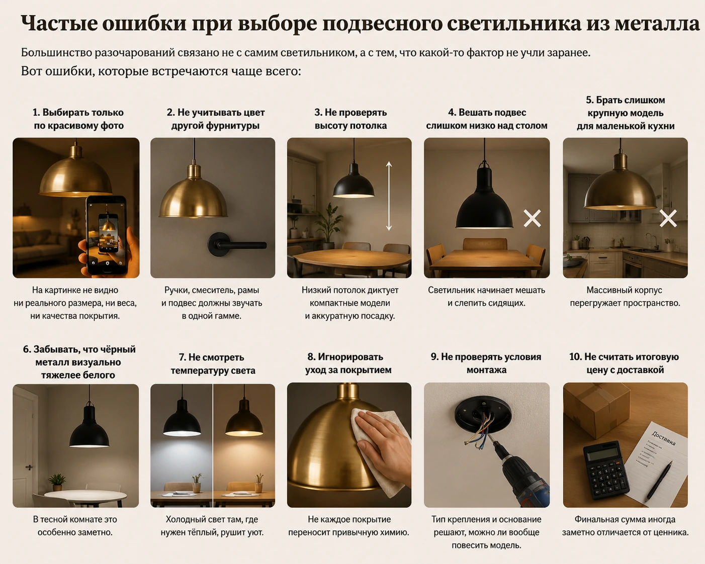 Как выбрать подвесной светильник из металла: кухня, гостиная, спальня и современный интерьер