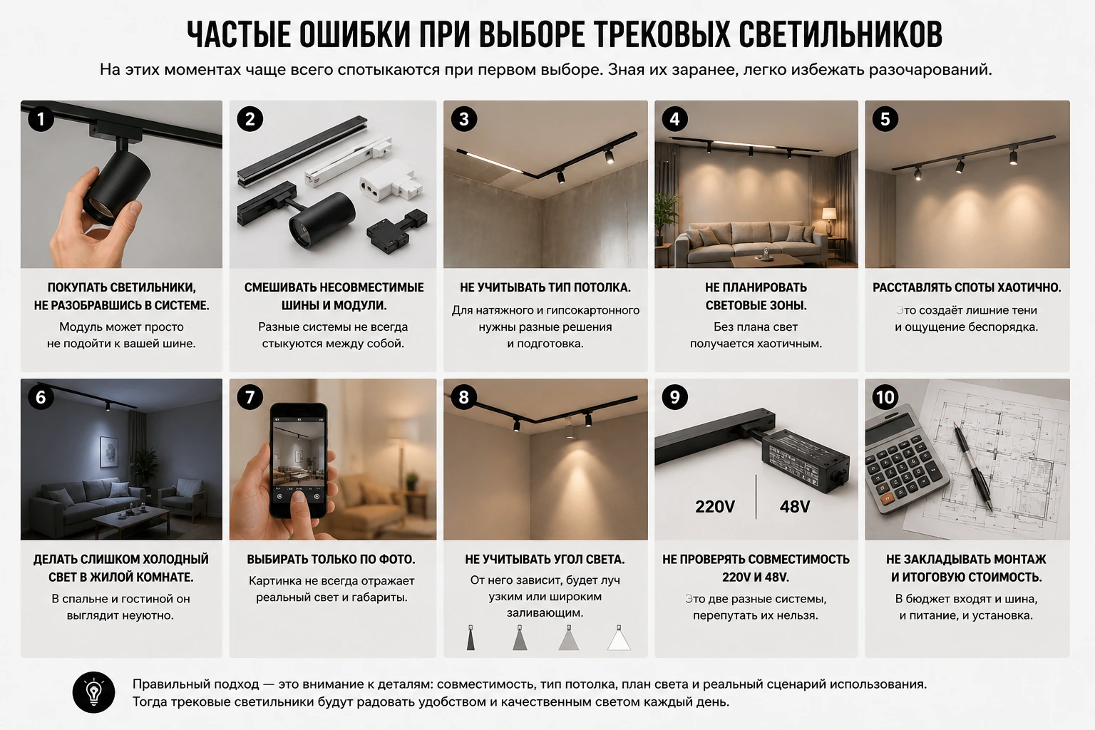 Как выбрать трековые светильники для квартиры