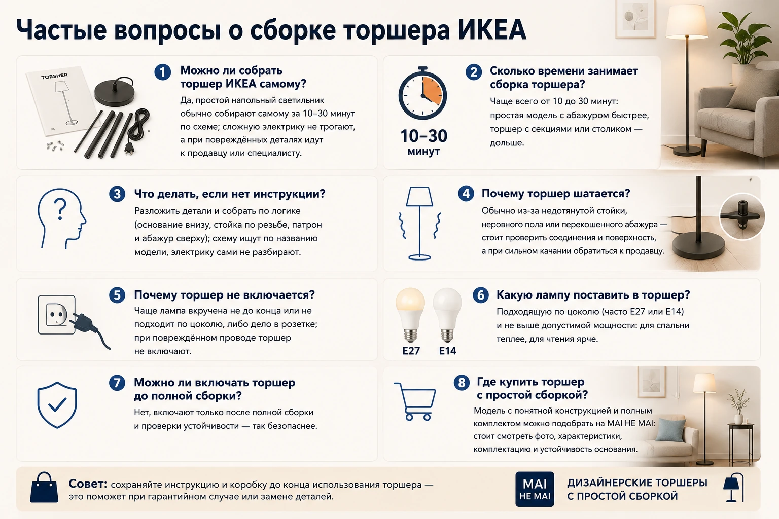 Как собрать торшер ИКЕА: пошаговая инструкция, ошибки и проверка деталей