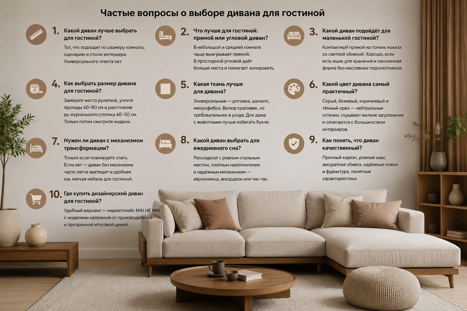 Как выбрать диван для гостиной: размер, ткань, форма, стиль и советы перед покупкой