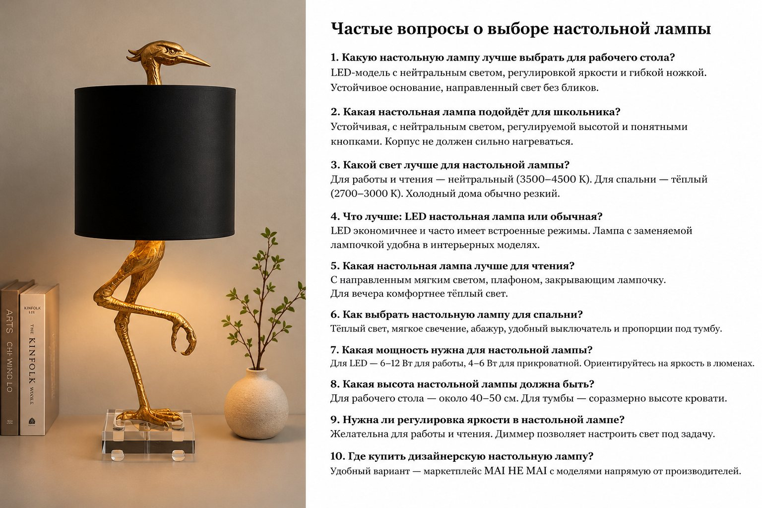 Как выбрать настольную лампу: для работы, спальни, чтения и интерьера