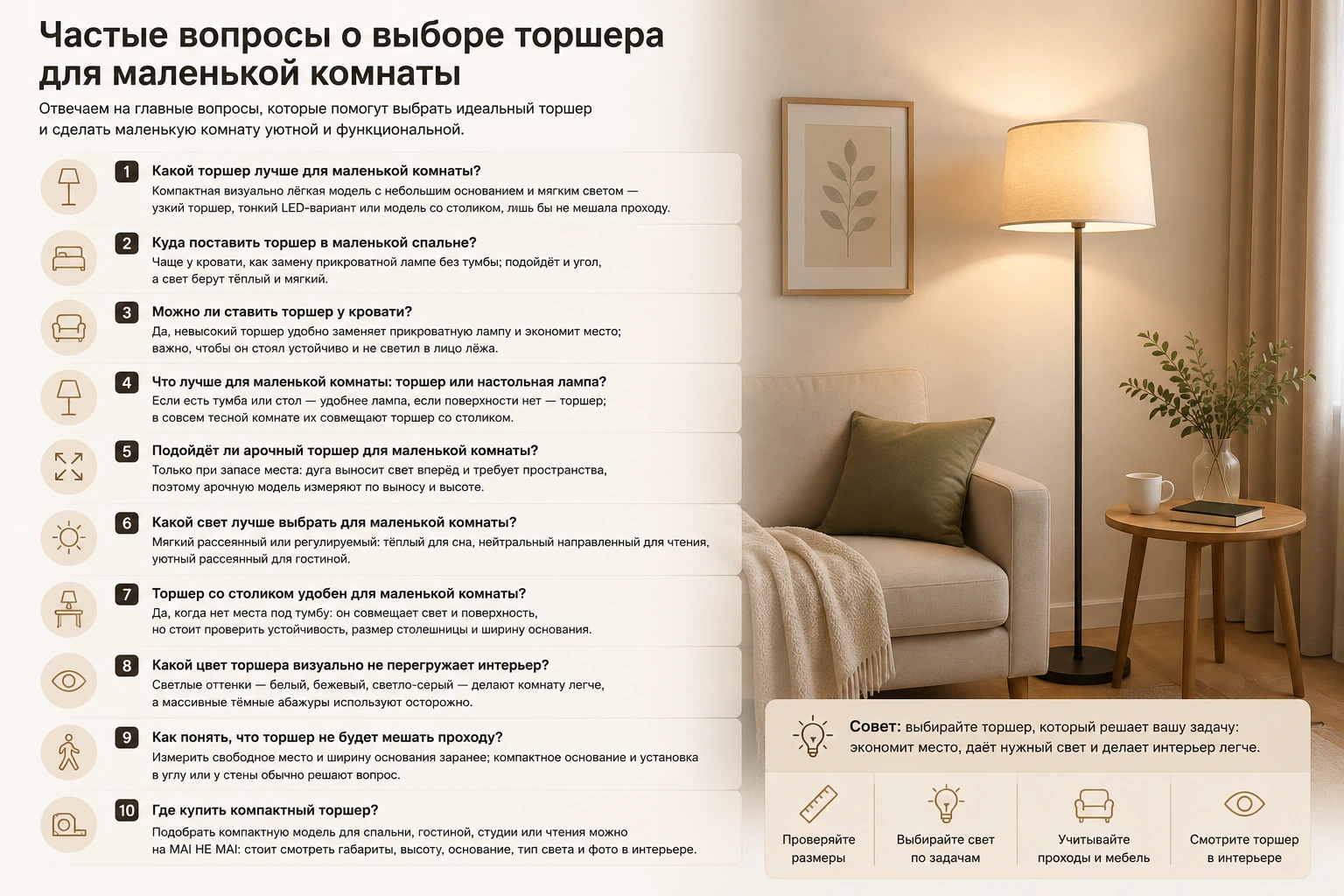 Как выбрать торшер для маленькой комнаты: компактные модели и ошибки