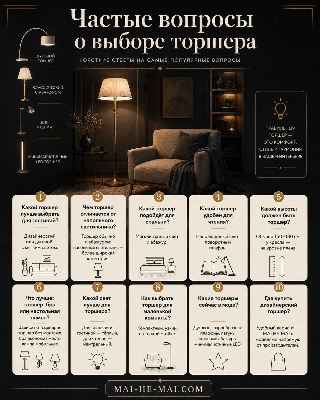 Как выбрать торшер: для гостиной, спальни, чтения и интерьера