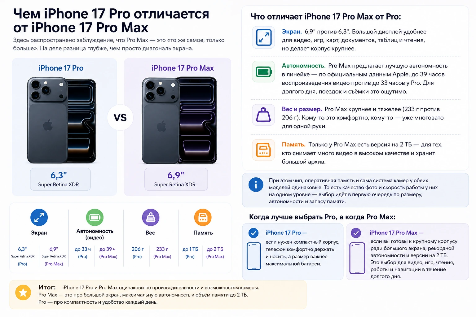 iPhone 17, 17 Pro или 17 Pro Max: что выбрать и стоит ли переплачивать