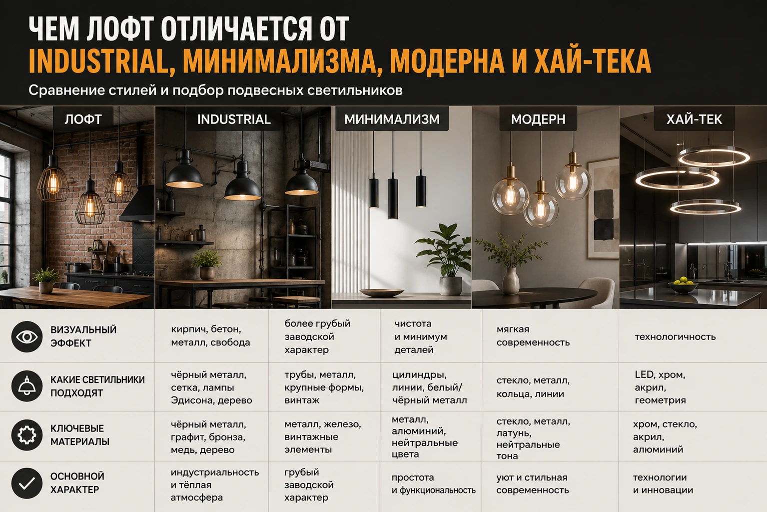 Как выбрать подвесной светильник лофт: кухня, гостиная, спальня и современный интерьер